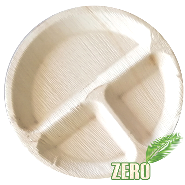 Zero - 10' Inch 3 compartment Palm plates- 1 PACKET (25 plates)