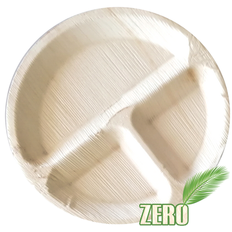 Zero - 10' Inch 3 compartment Palm plates- 1 PACKET (25 plates)